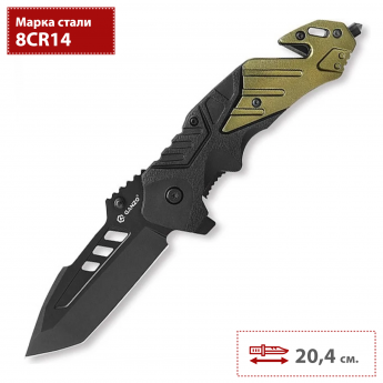 Нож складной GANZO G629-GR черный/оливковый